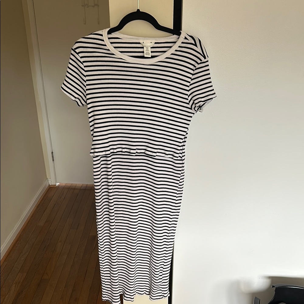 Striped Black and White Nursing Dress